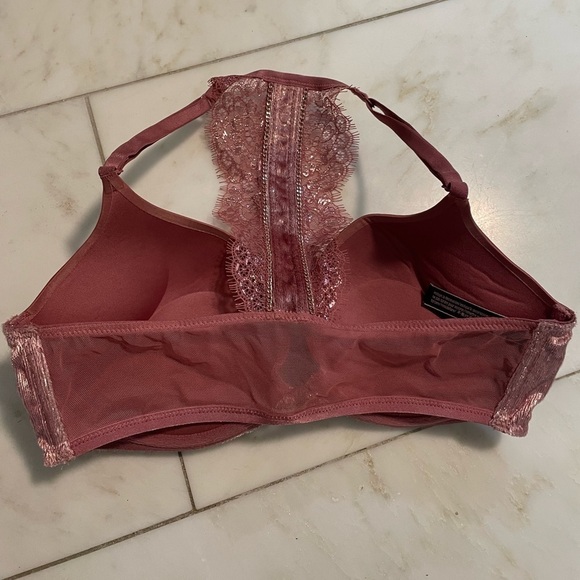 Victoria’s Secret, 34C, front closure, mauve, lace t-back push-up underwire bra - Picture 2 of 5